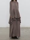 Mutedance 25 Autumn/Winter Flower-dyed Silk Round Neck Layered Long Sleeve Dress MD-MD25FW85-sand (MD25FW84)